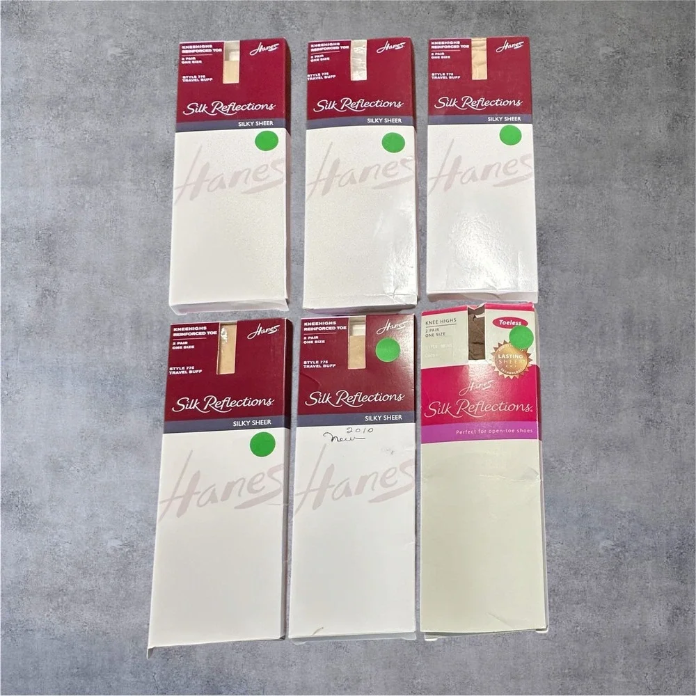 Hanes Silk Reflections Knee Highs Women Buff/Cocoa NEW 12 Pairs Stockings Bundle